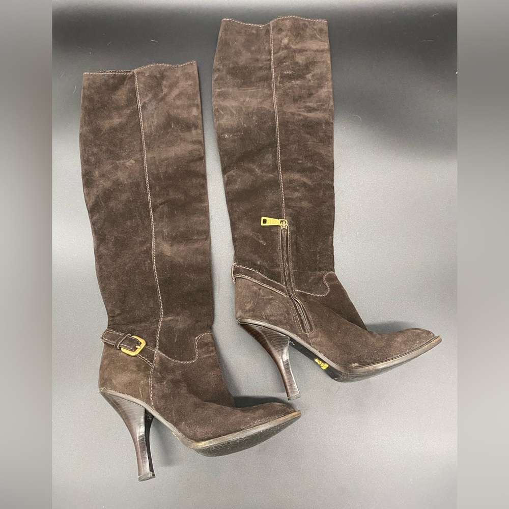 Prada Brown Knee-High Heeled Boots